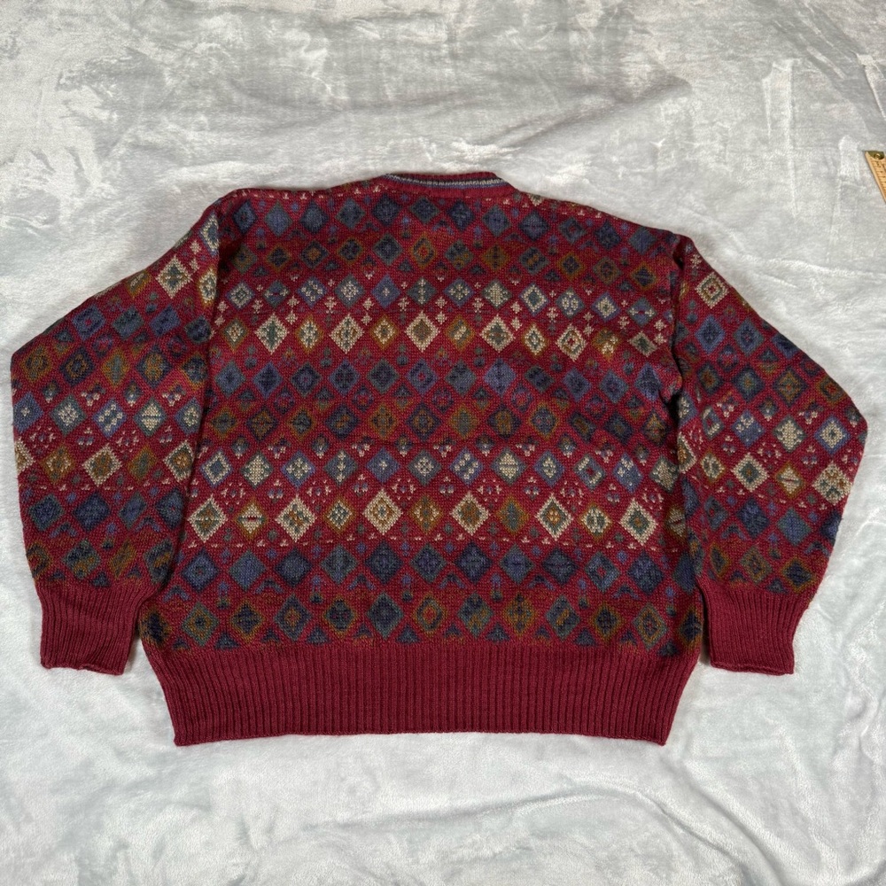 Vintage Collectif Geometric Sweater Mens L Wool Mohair Blend Made In Italy READ! - Picture 5 of 8